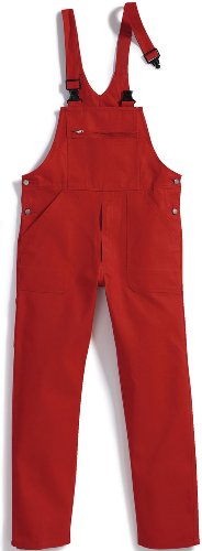 BP Workwear Basic 1413-060-81 Latzhose - Verstellbarer Bund - Kunststoff-Clip-Verschlüsse - Reine Baumwolle - Normale Passform - Größe: 48 - Farbe: rot von BP