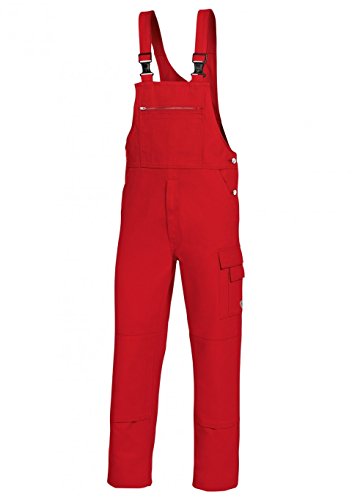 BP Workwear Basic 1482-060-81 Latzhose - Stoffhosenträger mit Gummieinsatz - Taschen für Knieschoner - Reine Baumwolle - Normale Passform - Größe: 52 - Farbe: rot von BP