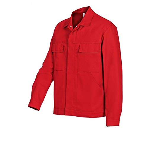 BP Workwear Basic 1485-060-81 Arbeitsjacke - Verdeckte Druckknopfleiste - Reine Baumwolle - Normale Passform - Größe: 60/62 - Farbe: rot von BP