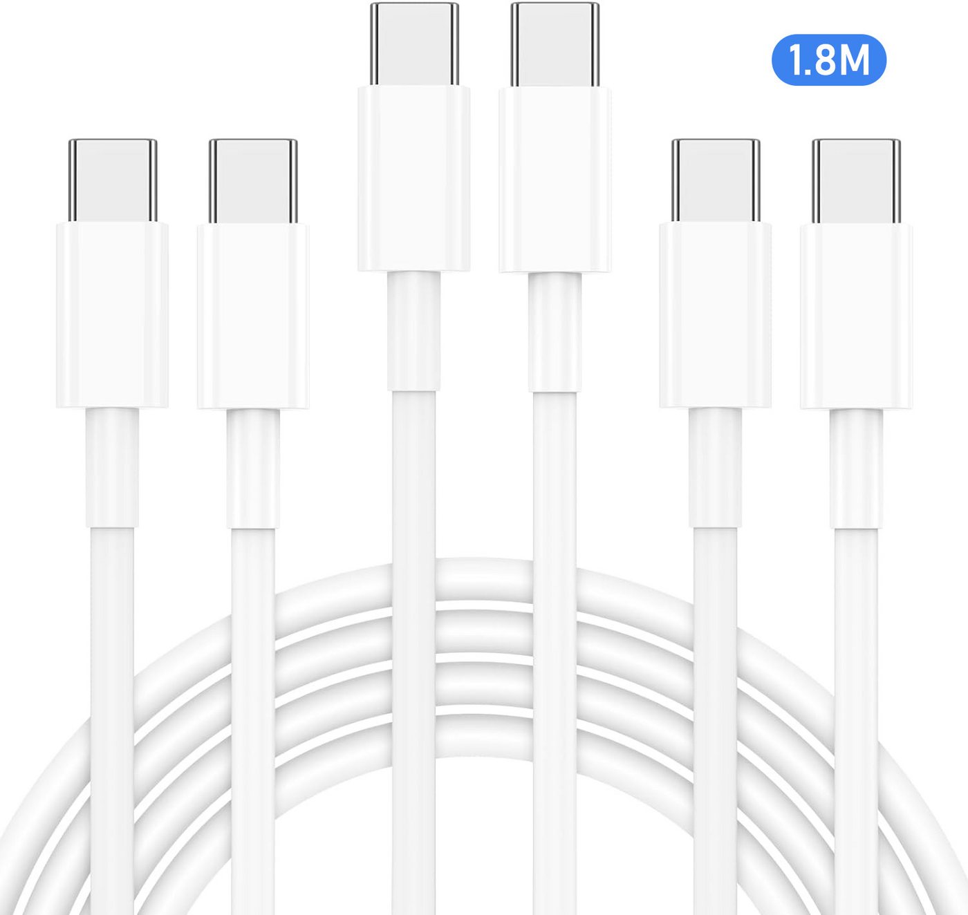 BRAIDOL USB-Kabel, USB-C auf USB-C (180 cm 3Pack), Schnellladekabel, USB-Kabel, USB- C, USB-C, Ladekabel, Datenkabel, Adapterkabel für Smartphone & Tablet - 1.8m von BRAIDOL