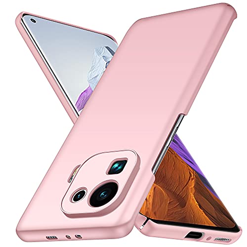 BRAND SET Schutzhülle für Xiaomi Mi 11 Pro Hülle PC Ultra Dünnes Telefongehäuse, Stoßfest Und Kratzschutz Sandstone Hartschale für Xiaomi Mi 11 Pro-Roségold von BRAND SET