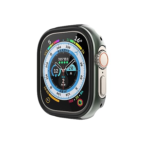 BRART Gehäuse aus Aluminiumlegierung für Apple Watch Ultra 49 mm Legierung matt wasserdichter Schutz Aluminium-Metallgehäuse für iWatch Serie Ultra 49 mm (Farbe: Dunkelgrün, Größe: 49 mm) von BRART