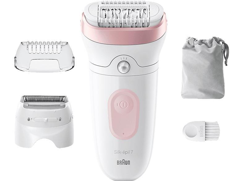 BRAUN Silk-épil 7 7-030 Epilierer, Weiß/Flamingorosa von BRAUN