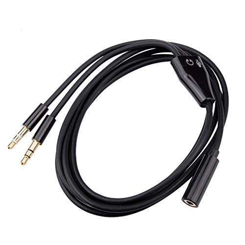 Audio Splitter Y Adapter 3.5mm Buchse auf Doppel 3.5mm Klinkenstecker Headset Mikrofon Adapter Audio Splitter Kabel kompatibel mit Kopfhörer, PC, PS4, Gaming Headset, Desktop usw (Schwarz, 150CM) von BRIEFCEC