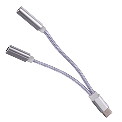 BRIGHTFUFU Typc Ladeadapter Für Kopfhörer Kabel Abriebfester Kopfhöreradapter Ladekonverter Für Kopfhörer Auf USB-c USB c Kopfhörer Ladegerät-Adapter USB-Adapter Silver Geflochtener Mantel von BRIGHTFUFU