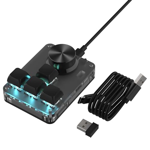 Kabellose Programmierbare Mechanische RGB Gaming Tastatur-Bluetooth/2.4G/USB-C Kabel Verbindung-Makro Funktion,Anpassbare Tastenbelegung,Hintergrundbeleuchtung für Gamer und Büro (4 Tasten 1 Knopf) von BRIMFORD