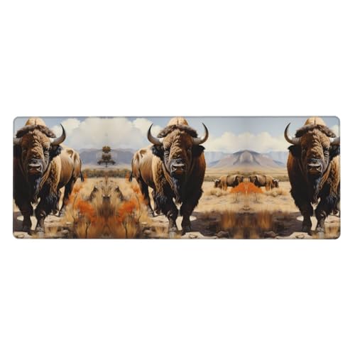 Mauspad mit nordamerikanischem Bison-Herd-Druck, übergroßes Gummi-Mauspad, verdicktes Design, 80 x 30 cm, geeignet für Büro, Gaming von BROLEO