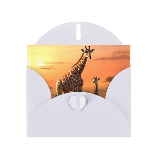 White BROLEO Giraffe Mama und Baby Druck-Grußkarte für Weihnachten, Geburtstag, Valentinstag, Hochzeitstag und Party-Einladungen von BROLEO