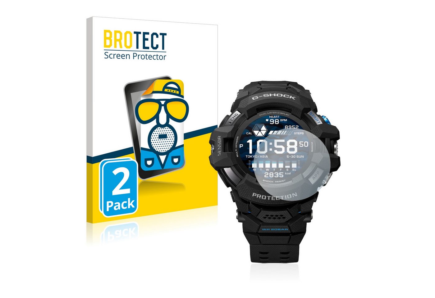 BROTECT Schutzfolie für Casio G-Shock GSW-H1000, Displayschutzfolie, 2 Stück, Folie matt entspiegelt von BROTECT