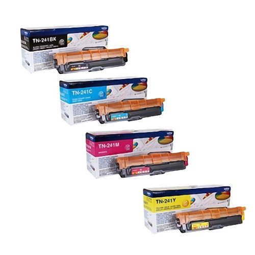 4x Original Tonerkartusche für Brother HL 3140CW, TN-241 - BK, Cy, Ma, Ye + 500 Blatt Kopierpapier 80g weiß von BROTHER