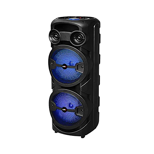 BSL-S60 Bluetooth-Lautsprecher mit RGB-Beleuchtung, FM-Radio, USB-Anschluss, Karaoke-Funktion mit Mikrofon, 2 x 15 W Leistung, Akku bis zu 4 Stunden Laufzeit, Rollen für den Transport. von BSL BEAUTIFUL SOUND LINE