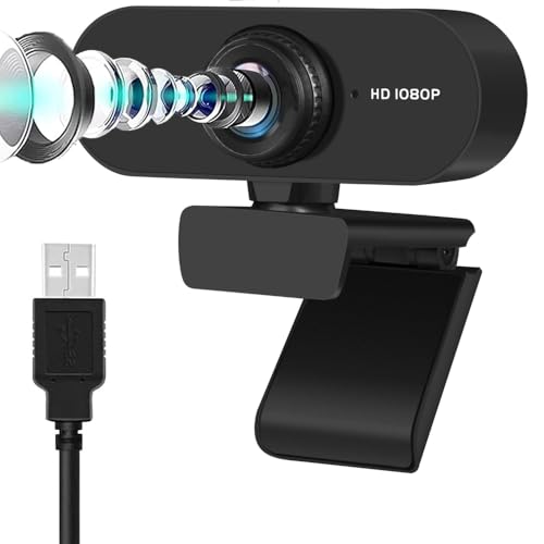 BSLVWG HD-Webcam mit Mikrofon, HD 1080p/30fps, Breitbild-HD-Videoanrufe, HD-Lichtkorrektur, geräuschreduzierendes Mikrofon, Plug-and-Play-USB-Webkamera für Skype, FaceTime, PC/Mac/Laptop/Tablet von BSLVWG