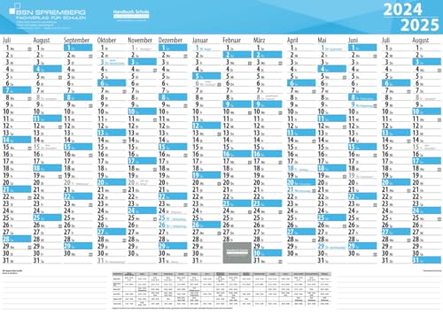 Schuljahres-Wandkalender 2024/2025 | XL Format 59,4 x 42 cm | 14 Monate: Juli 2024 bis August 2025 | mit Ferien- und Feiertagen | BSN 00000004 von BSN SPREMBERG