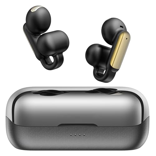 BUGANI Clip On Kopfhörer, Open-Ear Kopfhörer, 5.4 Bluetooth Kopfhörer, Open-Ear Earbuds, 32H Wiedergabe,ENC Clear Talk, Berührungssteuerung, IPX6 Wasserschutz für Sport/Fitnessstudio, Schwarz von BUGANI