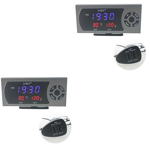 BUGUUYO 2 Stück 3 1 auto thermometer uhr armbanduhr usb ladegeräte stechthermometer fìeberthermometer themometer termometer thermometer für Uhr Kfz-Digitaluhr auto digitaluhr Grey von BUGUUYO