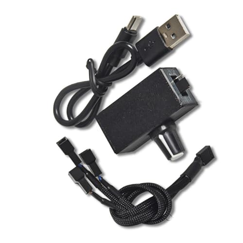 BUMMPI Einstellbarer PC-Lüfter-Geschwindigkeitsregler USB auf 4-poliges Adapterkabel DC 5 V auf 12 V Stromwandler mit 2/3-Wege-Splitter von BUMMPI