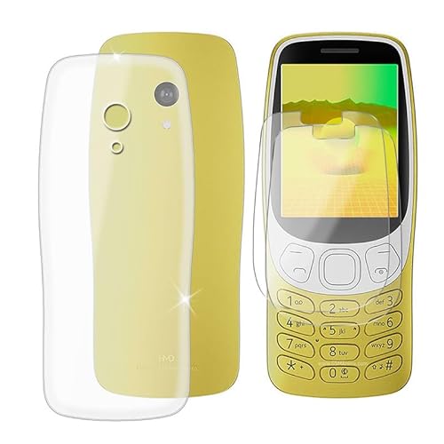 BUNAL für Nokia 3210 2024 (2.40") Handyhülle + Displayschutz(2 Sätze), Silikon Hülle rutschfeste Stoßfest Sturzsichere Schutzhülle Weich Bumper Case - Transparent von BUNAL