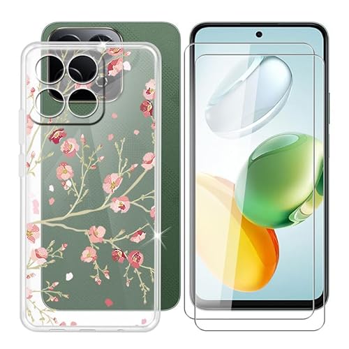 BUNALFaa für Honor 200 Smart (6.80") Handyhülle + Displayschutz(2 Sätze), Silikon Hülle rutschfeste Stoßfest Sturzsichere Schutzhülle Weich Bumper Case - Kleine Blumen von BUNALFaa