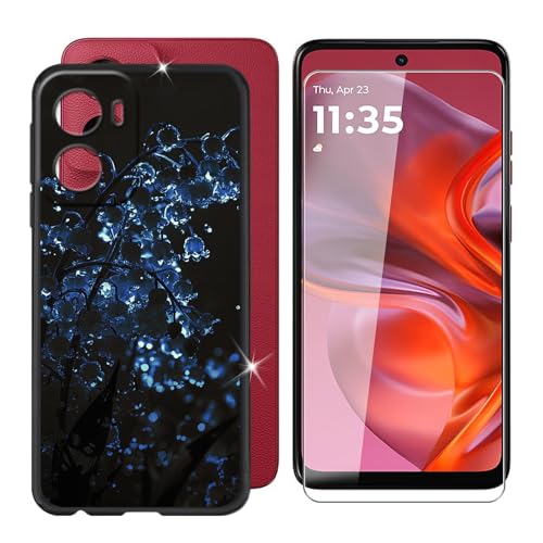 BUNALFaa für Motorola Moto G05 (6.67") Handyhülle + Gehärtetes Glas, Silikon Hülle rutschfeste Stoßfest Sturzsichere Schutzhülle Weich Bumper Case - Glockenblume von BUNALFaa