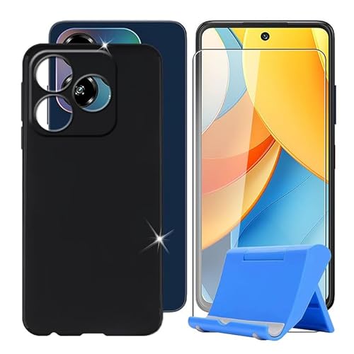 BUNALFaa für ZTE Blade V60 Vita (6.60") Handyhülle + Gehärtetes Glas, Hülle rutschfeste Stoßfest Sturzsichere Schutzhülle Weich Silikon Case mit Mobiltelefonhalterung - Schwarz von BUNALFaa