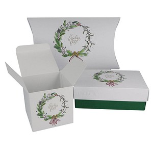 3 BUNTBOX Frohes Fest M Geschenkboxen-Set weiß von BUNTBOX