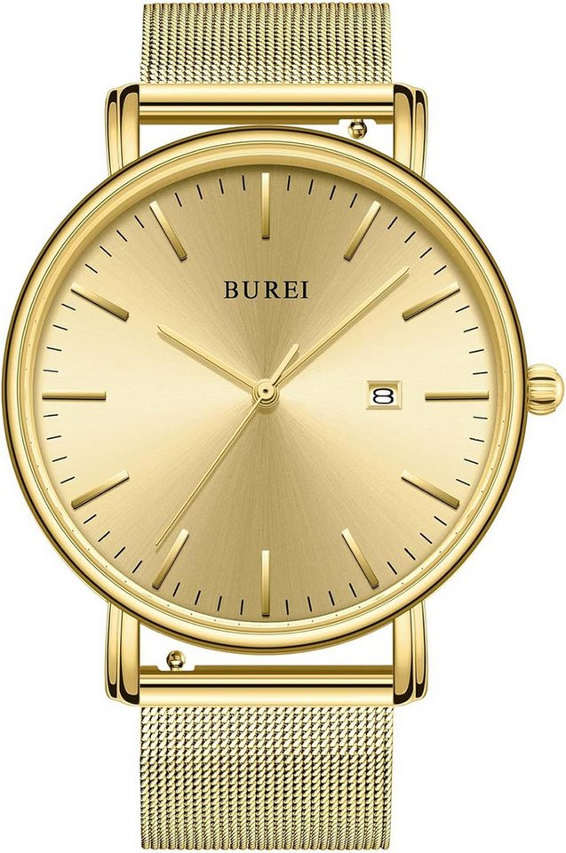 BUREI für Männer mit Mesh-Band,Geschenke Watch, Elegante Quarz mit Edelstahlgehäuse, wasserdicht und präzise von BUREI