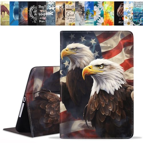 BWOOLL Schutzhülle für Samsung Galaxy Tab S10 Plus (2024) / S9 Plus / S9 FE Plus 5G 12,4 Zoll (2023), schlanke, leichte PU-Leder-Ständer, mit automatischer Wake/Sleep-Funktion, patriotische von BWOOLL