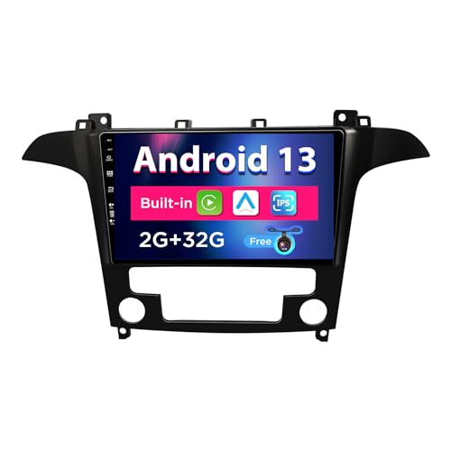 Android 13 IPS Autoradio Passt für Ford S-Max (2007-2008) - Eingebaut CarPlay/Android Auto - Rückfahrkamera KOSTENLOS - 2G+32G - Lenkradsteuerung DAB Fast-Boot Bluetooth WiFi 4G DSP - 2 Din 9 Zoll von BXLIYER