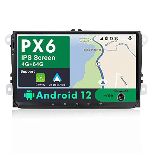 BXLIYER PX6 Android 12 Autoradio Passt für VW Passat/Golf/Skoda/Seat - 4G+64G - Rückfahrkamera KOSTENLOS - 2 Din IPS 9 Zoll - DAB Lenkradsteuerung CarPlay Android Auto HDMI 4K-Video AHD WIFI 4G BT5.0 von BXLIYER