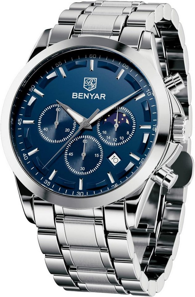 BY BENYAR Geschenk für Männer Watch, mit Chronograph Analog Quarz Stilvolle Wasserdicht Leuchtende Datum von BY BENYAR