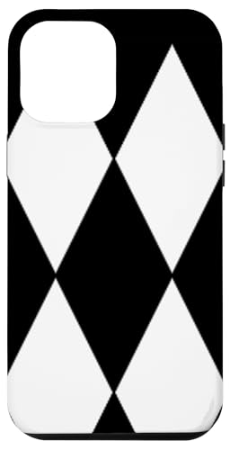 Hülle für iPhone 14 Pro Max Großes schwarz-weißes Harlekin-Diamantmuster von BY CRADOX CREATIVE