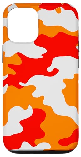 Hülle für iPhone 14 Pro Orange Rot Weiß Camouflage Kunst Hübsches Muster Camo von BY CRADOX CREATIVE