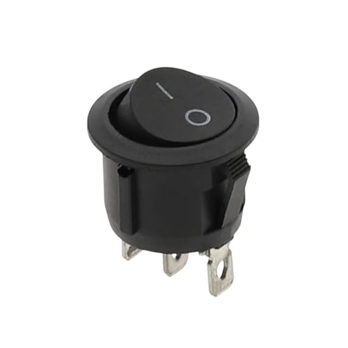 20mm Diameter SPDT Switches Round Black White Red 2/3 Pin ON-OFF Rocker Switch KCD1-105 AC 250V/6A 125V/10A(2D3P-Black,One Size) von BYCIFRLG