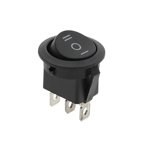 20mm Diameter SPDT Switches Round Black White Red 2/3 Pin ON-OFF Rocker Switch KCD1-105 AC 250V/6A 125V/10A(3D3P-Black-01,Taglia unica) von BYCIFRLG