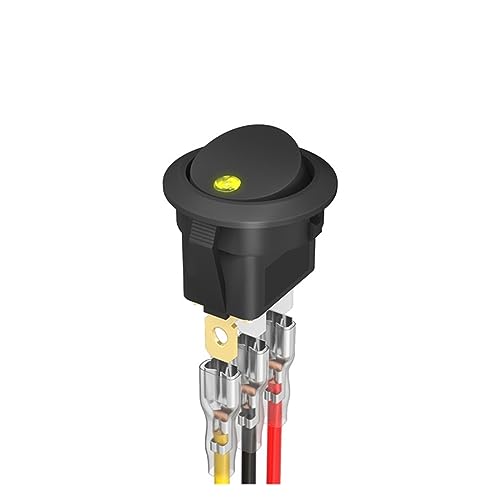 4PCS 12V 3 Pin Round Rocker ON/Off LED Light Toggle Switch SPST With Wires for Car Truck Marine Boat Car Accessories(4PCS Yellow) von BYCIFRLG