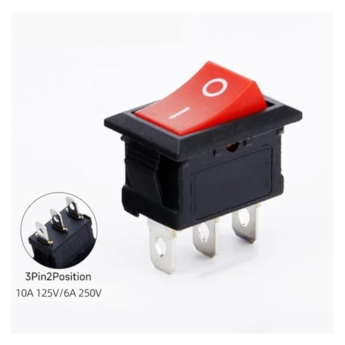 5 PCS/LOT 12Models KCD1 Series 21 * 15mm 3/4/6Pin Boat Car Rocker Switches 6A/250VAC 10A/125V AC With Red Green Lamp Switch(102 Red No Lamp,One Size) von BYCIFRLG