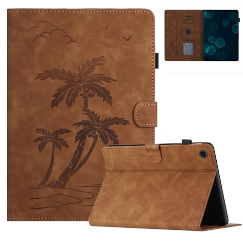 BYCeKe Hülle für Samsung Galaxy Tab A9 Plus 11 Zoll 2023 SM-X210/X216/X218, PU Wildleder Stand Cover Kokosnuss Baum geprägtes Hülle für Galaxy Tab A9+/A9 Plus, mit Kartenhalter & Auto Sleep/Wake,Braun von BYCeKe