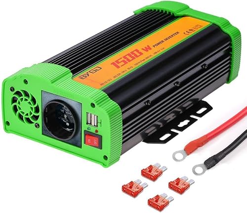 BYGD 1500W/3000W 12V auf 230V kfz Spannungswandler Wechselrichter DC AC Umwandler Stromwandler Auto Autoladegerät mit Zigarettenanzünder,2 x 2,1 A USB-Anschluss,Modifizierte Sinuskurve von BYGD