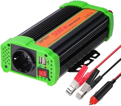 BYGD 500W Wechselrichter 12 V auf 230 V kfz Spannungswandler Wechselrichter Konverter Inverter DC AC Stromumwandler mit Zigarettenanzünder Stecker,und 2 x 2,1 A USB-Port,Umwandler Stromwandler Zigaret von BYGD