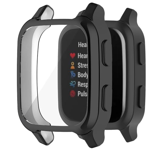 Hülle für Garmin Venu Sq 2/Sq 2 Music Schutzfolie Schutzhülle, Silicone TPU Displayschutz Case Cover, Anti-Kratz Anti-Staub Schutz Gehäuse für Garmin Venu Sq/Sq Music (Black) von BYISYUE