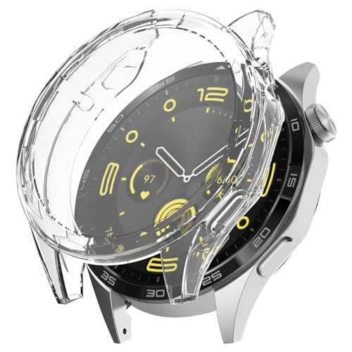 Hülle für Huawei Watch GT 4 46mm Schutzfolie Schutzhülle, Silicone TPU Displayschutz Case Cover, Anti-Kratz Anti-Staub Schutz Gehäuse für Huawei Watch GT 4 46mm (Transparent) von BYISYUE