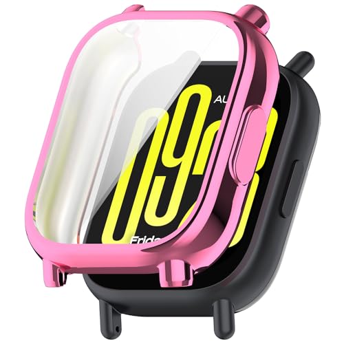 Hülle für Redmi Watch 5 Lite Schutzfolie Schutzhülle, Silicone TPU Displayschutz Case Cover, Anti-Kratz Anti-Staub Schutz Gehäuse für Xiaomi Redmi Watch 5 Lite (Pink) von BYISYUE