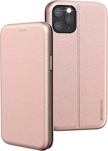 BYONDCASE iPhone 12 Pro Max Handytasche Rosa [Premium iPhone 12 Pro Max PU Leder Flip-Case Klapphülle] mit Kartenfach, Magnetverschluss, Standfunktion fürs Apple iPhone 12 Pro Max von BYONDCASE