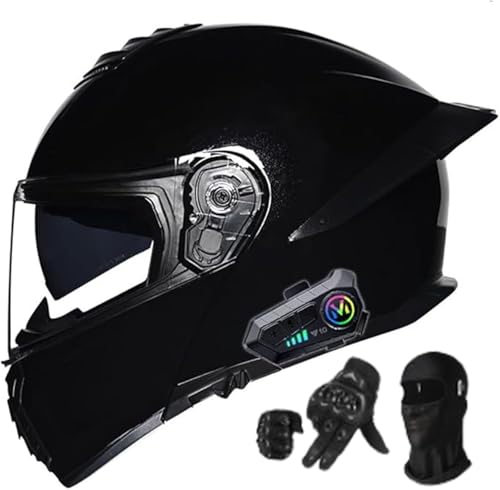 Bluetooth Klapphelm Modularer Doppelvisierhelm Für Männer Helm ECE Zertifiziert Erwachsene Frauen Männer Lautsprecher Mikrofon Noise Cancelling C,XXXL62-63CM von BYOUQ