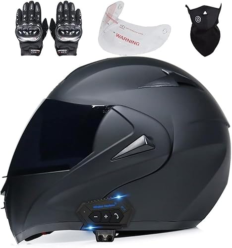 Klapphelm Mit Bluetooth Motorradhelm Klapphelm Motorrad Herren - RollerHelm Bluetooth-Helm Mit Doppelvisier, ECE Genehmigt Motorradhelm Für Damen Und Herren G,M57-58CM von BYOUQ