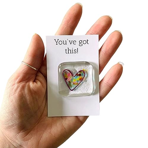 Fused Resin Heart Pocket Token Pocket Heart Token with Greeting Card Birthday Wedding Pocket Cards Multicolour von BYYLECL