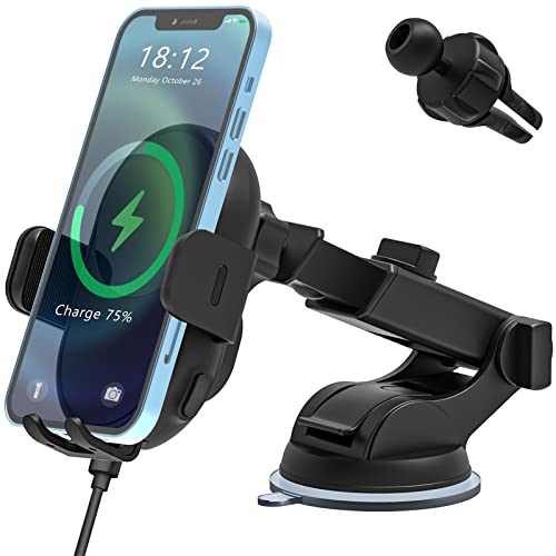 Handyhalterung Auto mit Ladefunktion, BZONE 15W Qi QC3.0 Fast Wireless Charger Auto Saugnapf Ladestation, Handyhalterung Kfz Automatischer Induktives Laden für iPhone Samsung Huawei LG von BZONE