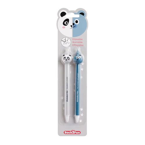 Back2Fun - Packung mit 2 löschbaren Stiften, thermosensitive blaue Tinte, Tierkopf mit Radiergummi, lustige Stifte, schönes und kreatives Schreibwaren für Kinder, zum Schreiben, Zeichnen oder Back2Fun - Packung mit 2 löschbaren Stiften, thermosensitive blaue Tinte, Tierkopf mit Radiergummi, lustige Stifte, schönes und kreatives Schreibwaren für Kinder, zum Schreiben, Zeichnen oder von Back2Fun