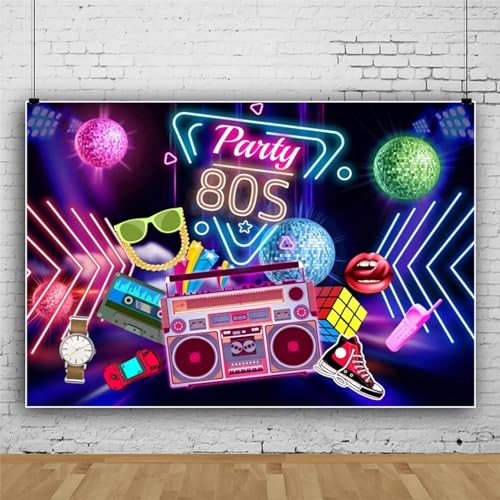 Zurück zu den 80er 90er Jahren Party Hintergrund Fotografie Club Disco Musik Tanz Show Foto Hintergrund Fotorequisiten Wandposter Home Decor Vinyl von Backdrop Professional Store