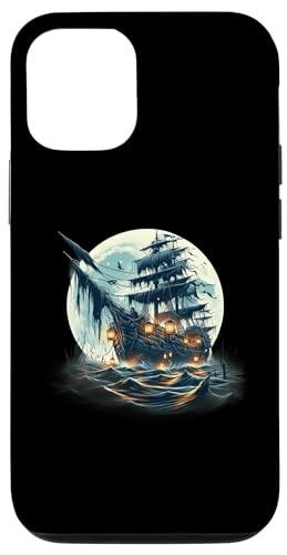 Hülle für iPhone 12/12 Pro Bild eines Geisterbootes, das unter dem Mondschein auf dem Meer treibt von Bad Omens Co.